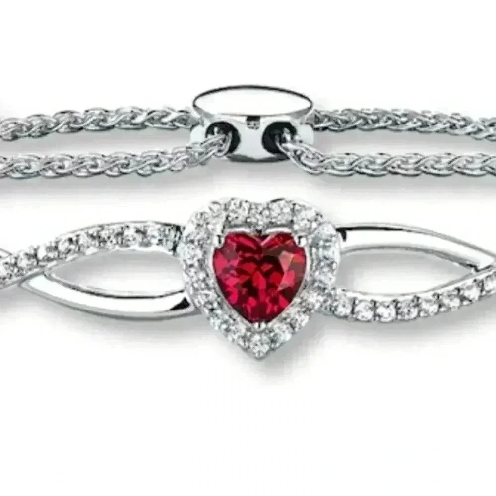 Bolo Bracelet Lab-Created Ruby Sterling Silver - image 2